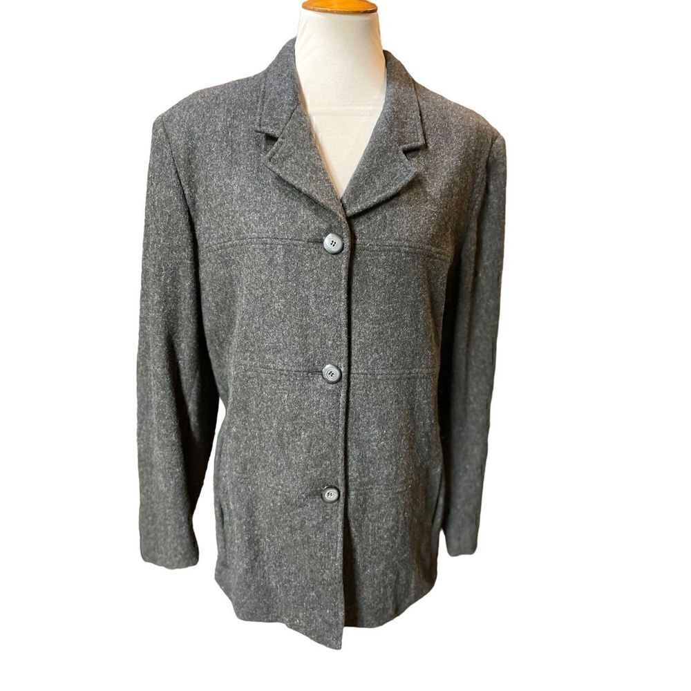 Sag Harbor Women's Fully Lined Wool Coat Blazer Dark Gray Size S-EUC